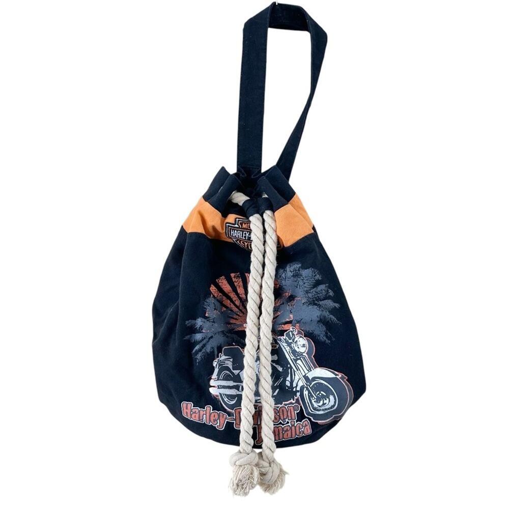 Harley Davidson Bahamas rope drawstring duffel bag canvas tote biker motorcycle